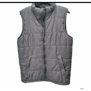 Weather Wear Puffer Vest Mens XL Plaid Flannel Lined Gray Outdoor Hiking Casual